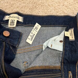 NWT Madewell SuperWide-Leg Indigo Denim Jeans with Contrast Stitching